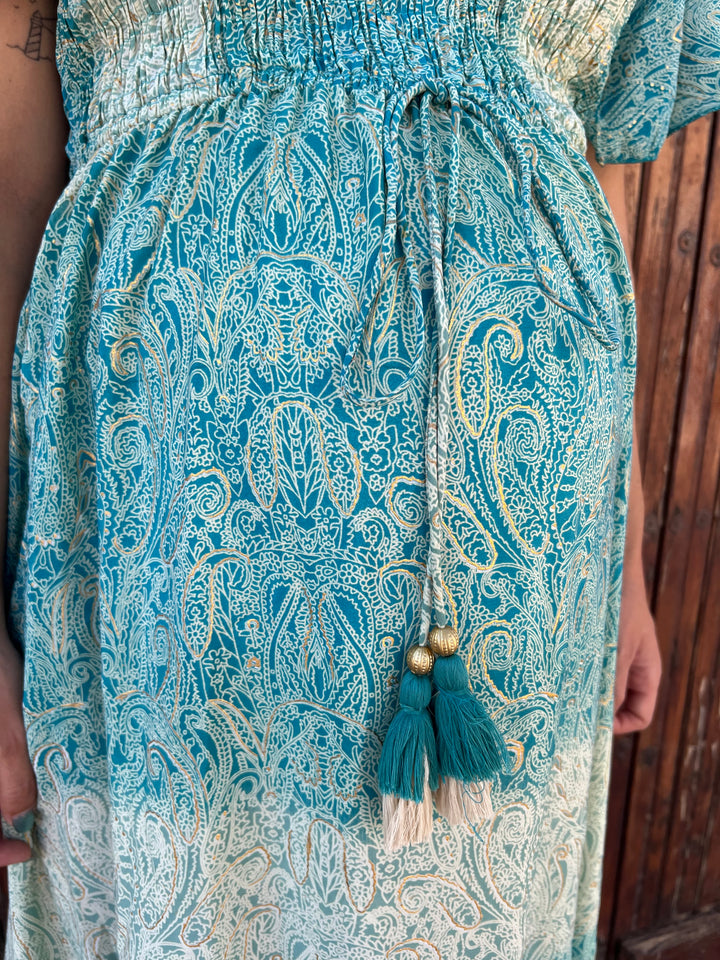 Vestido Mikonos turquesa