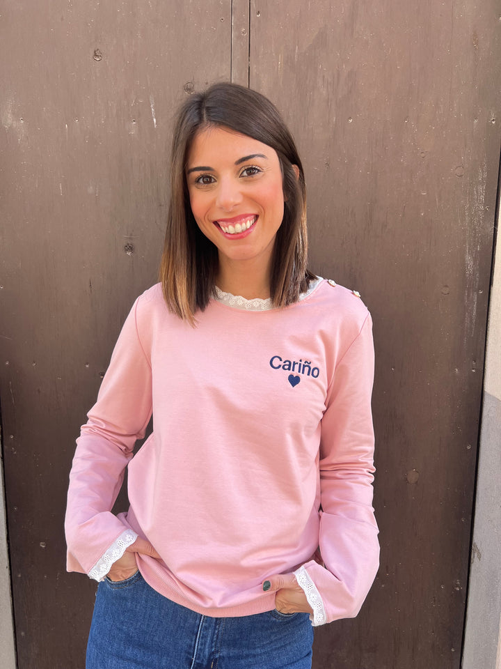 Sudadera Cariño rosa