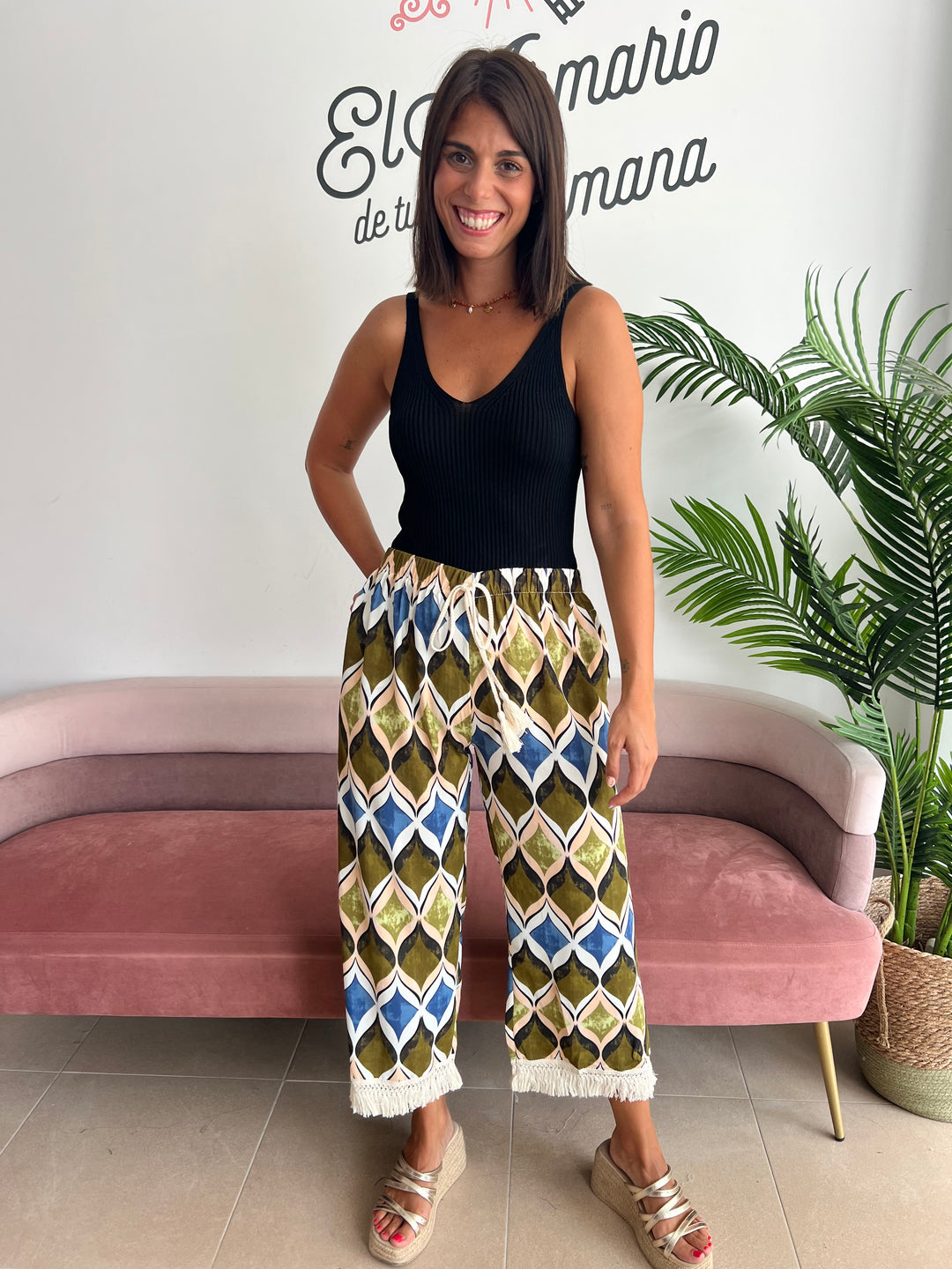 Pantalón Carlota verde y azul