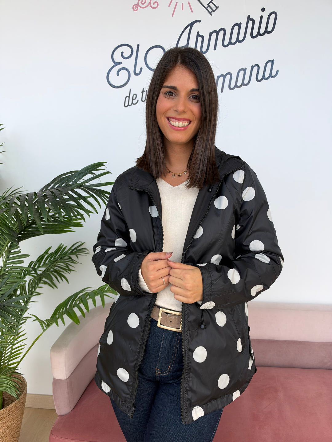 Chaqueta reversible Lunares negro