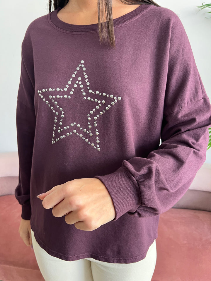 Sudadera Estrella berenjena