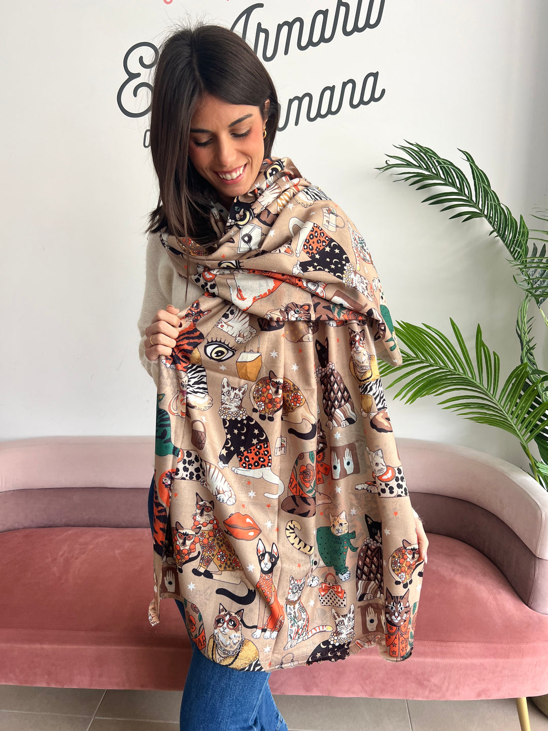 Bufanda Cat Lover beige