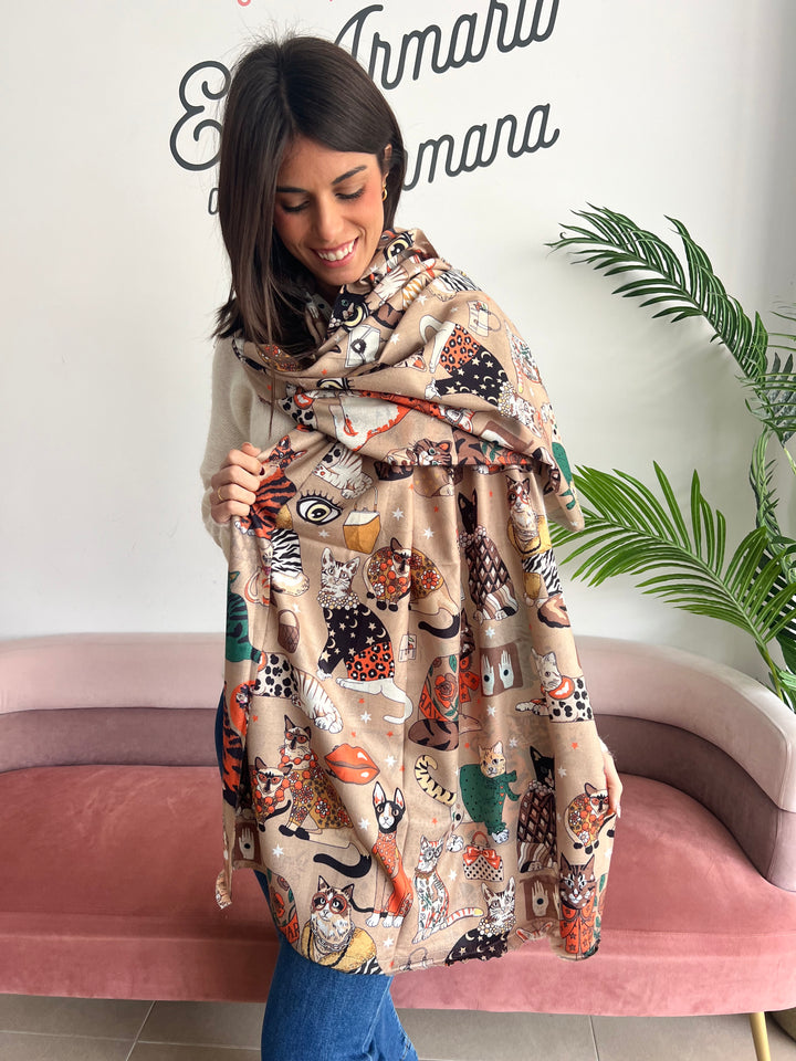 Bufanda Cat Lover beige