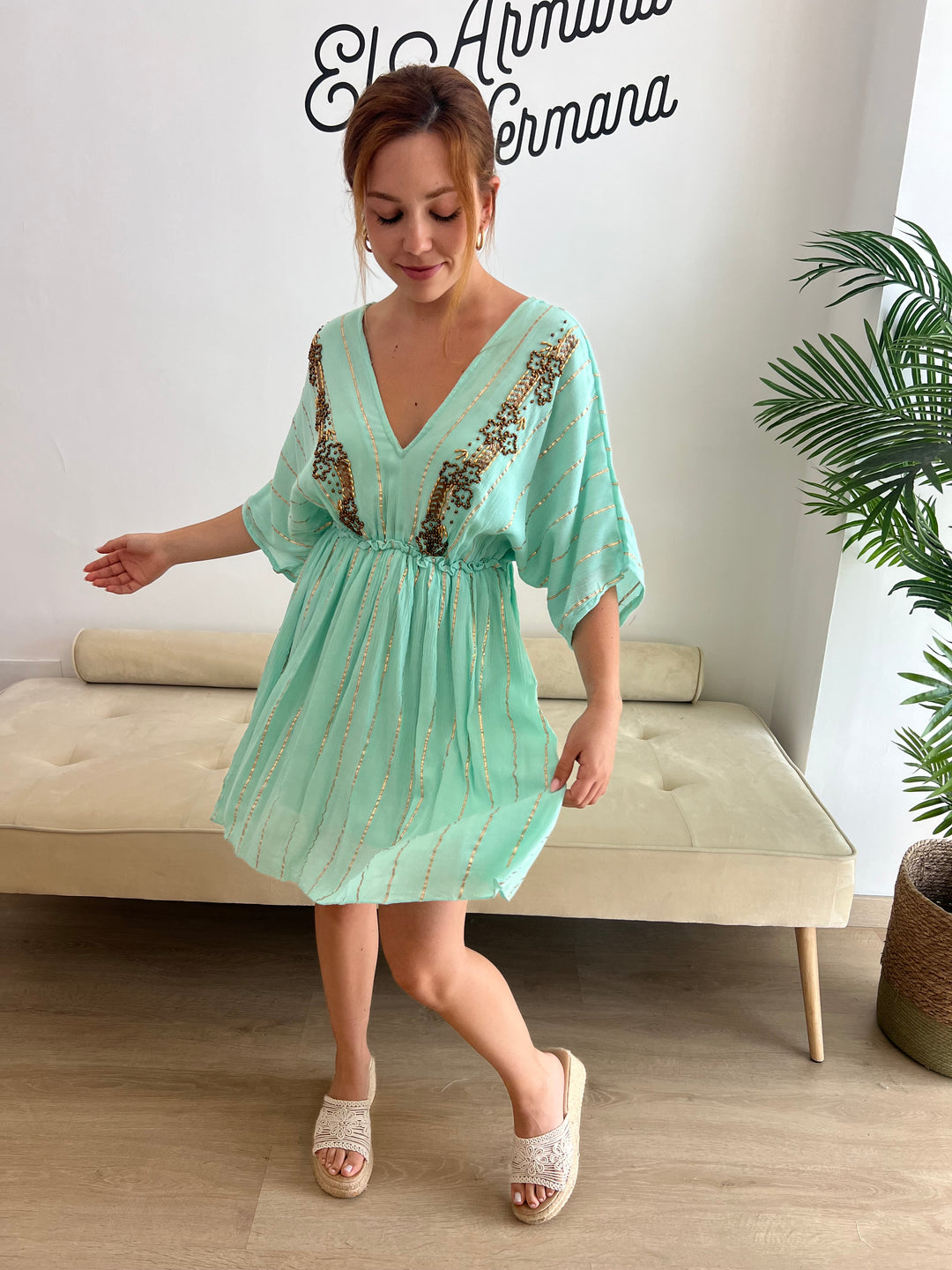 Vestido San José aguamarina