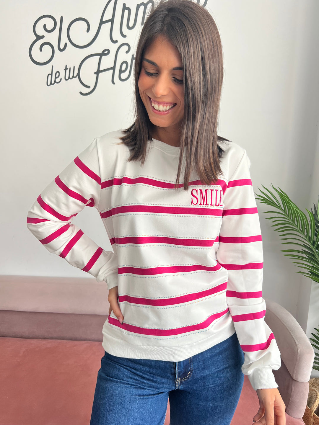 Sudadera Smile fucsia