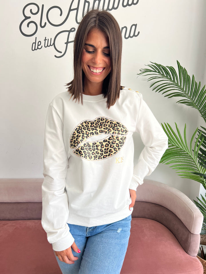 Sudadera Lips blanco
