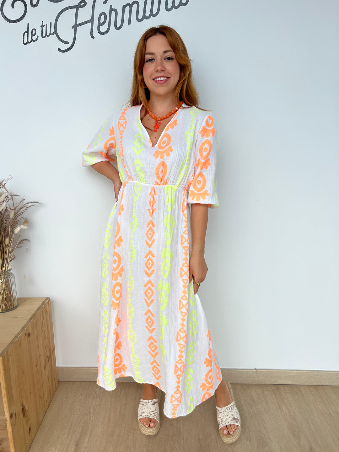 Vestido Kalea amarillo y naranja