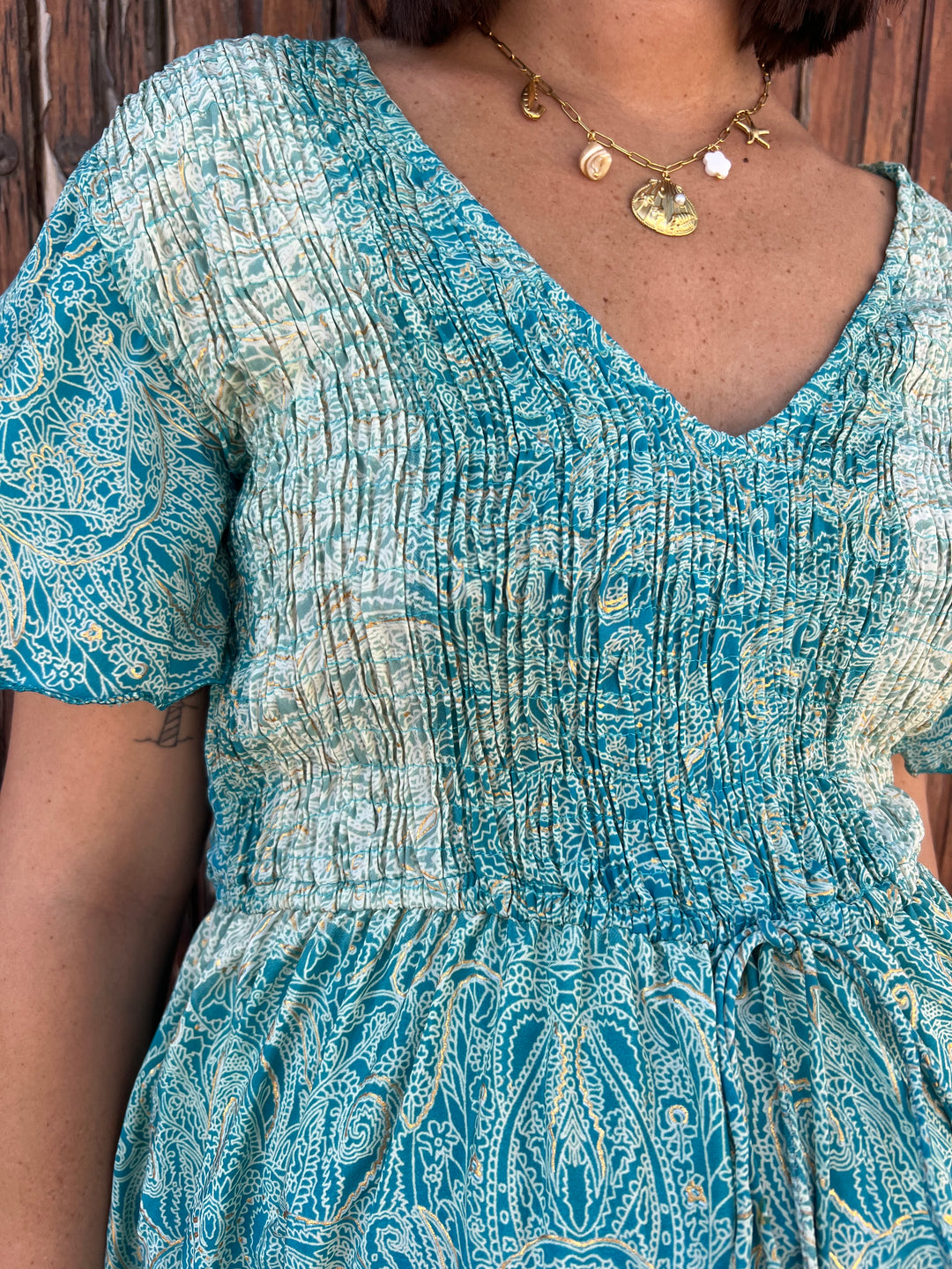 Vestido Mikonos turquesa