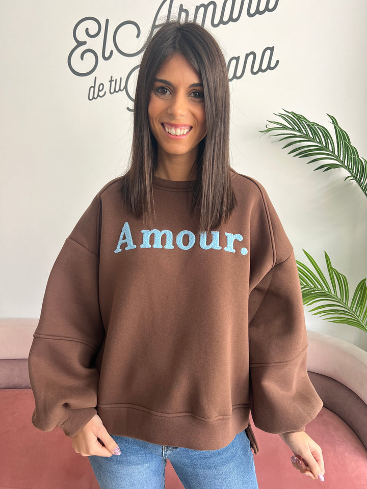 Sudadera Amour marrón