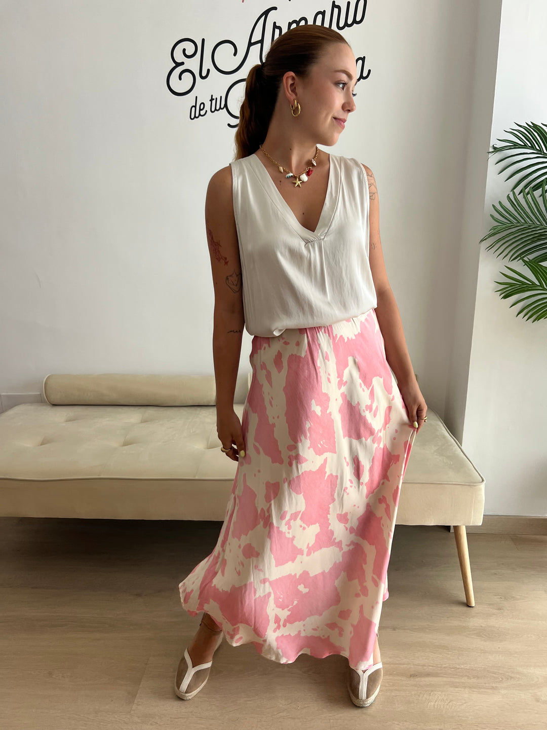 Falda Laura rosa