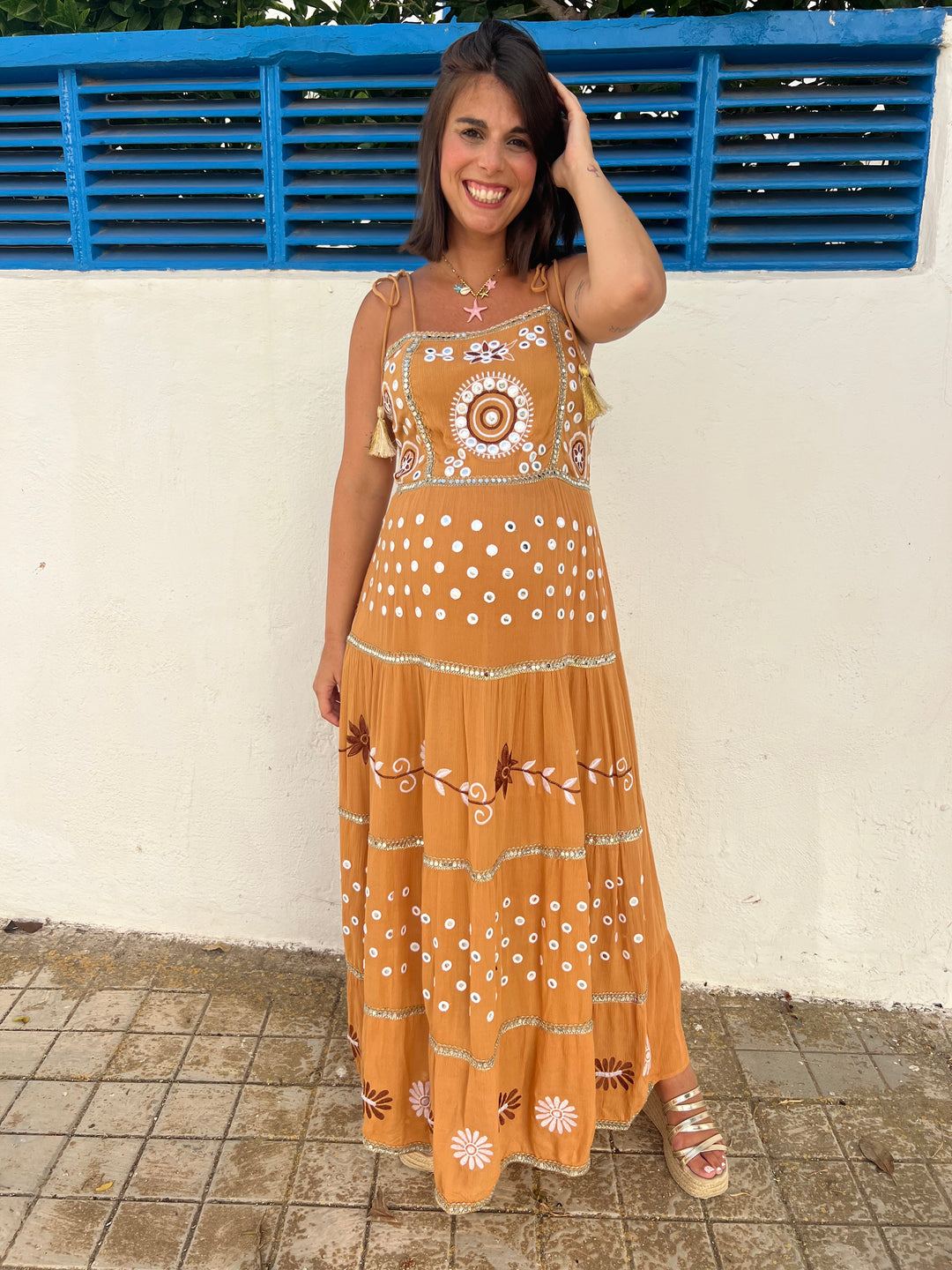 Vestido Boho camel