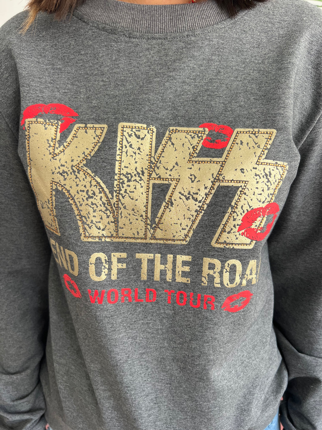 Sudadera Kiss Road gris