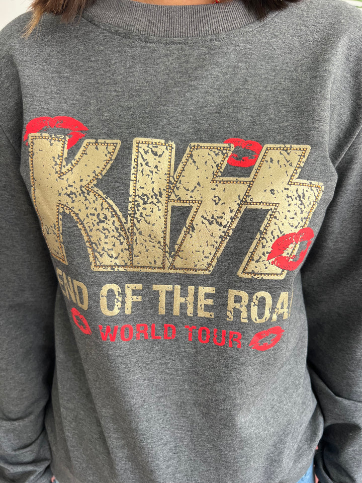 Sudadera Kiss Road gris