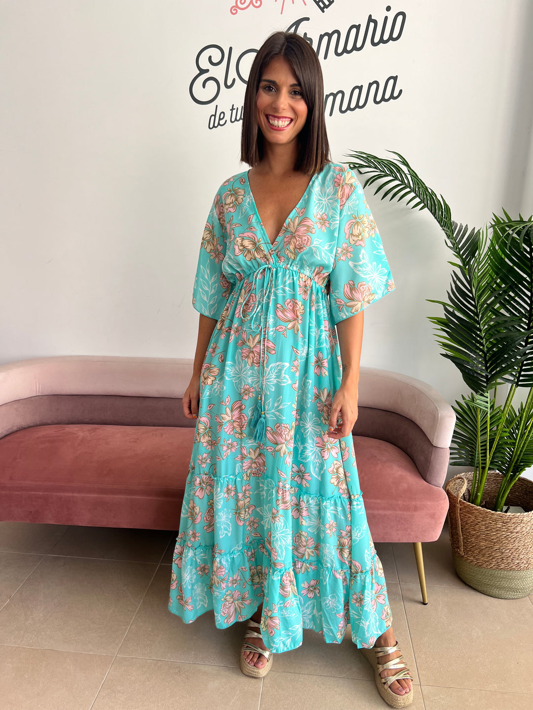 Vestido Jaione turquesa