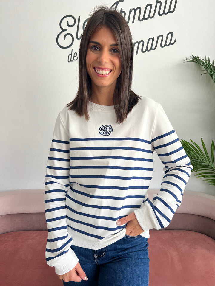 Sudadera Flor azul marino