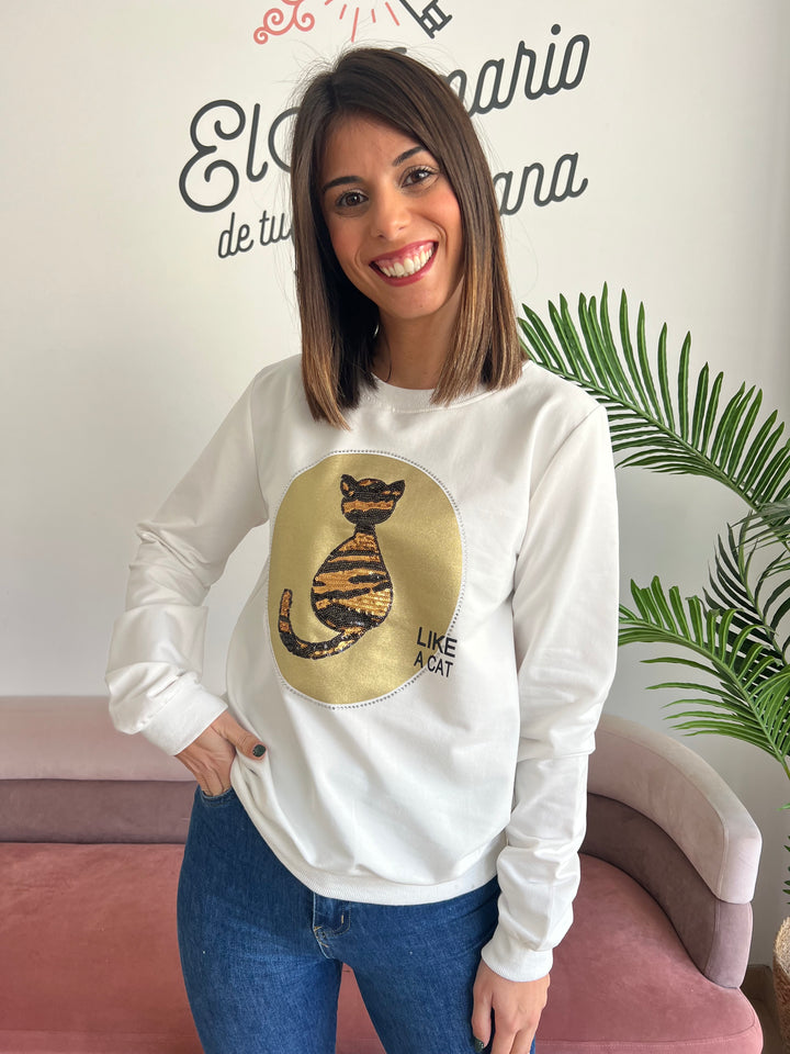 Sudadera Cat blanco