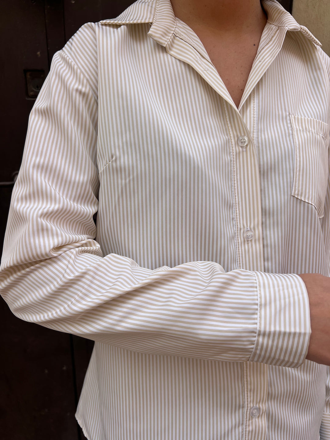 Camisa Rayas beige