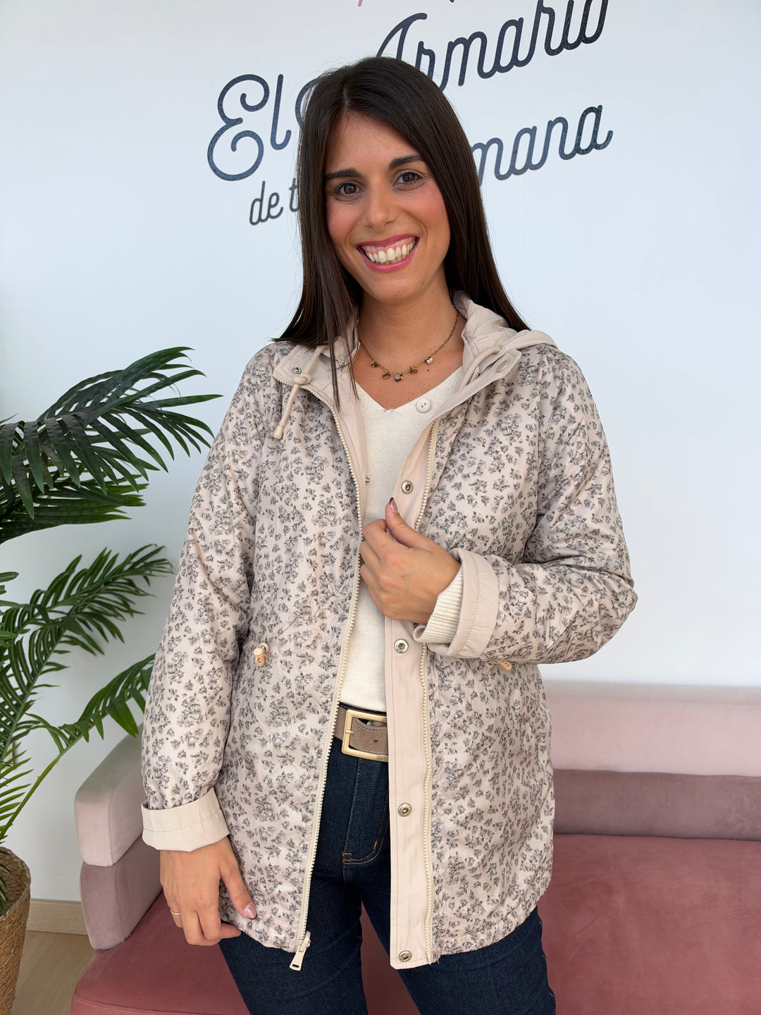 Chaqueta reversible Flori beige