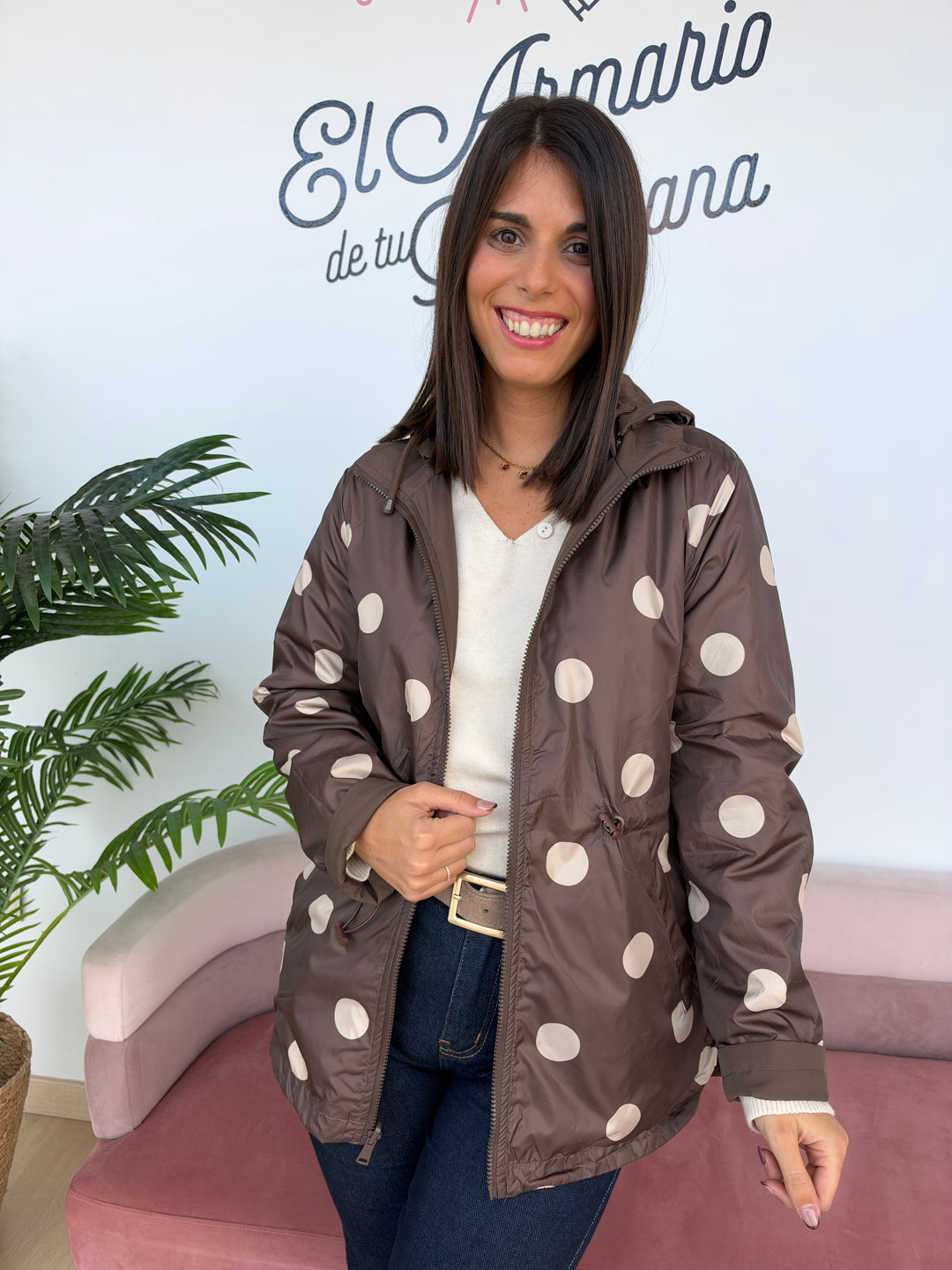 Chaqueta reversible Lunares marrón