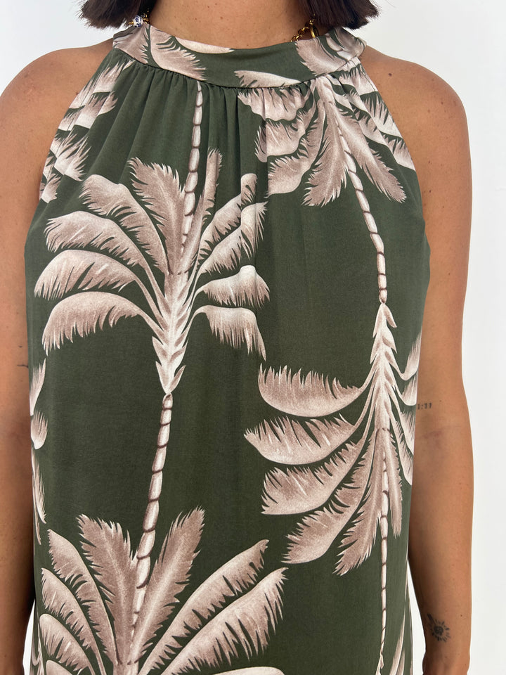 Vestido Paula verde militar