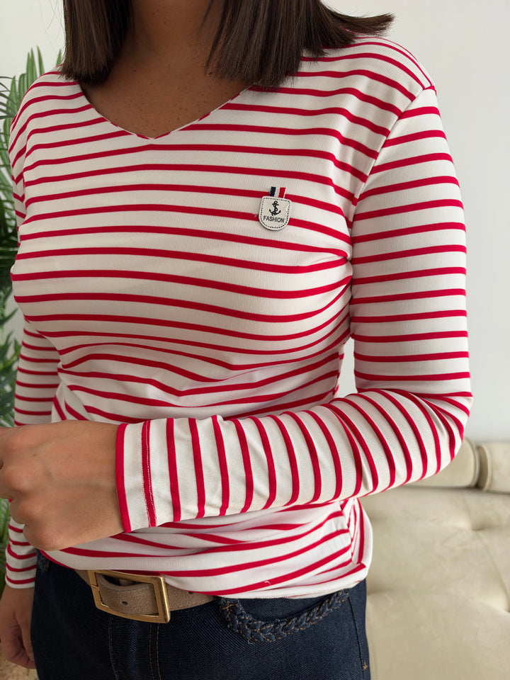 Camiseta Fashion blanco-rojo