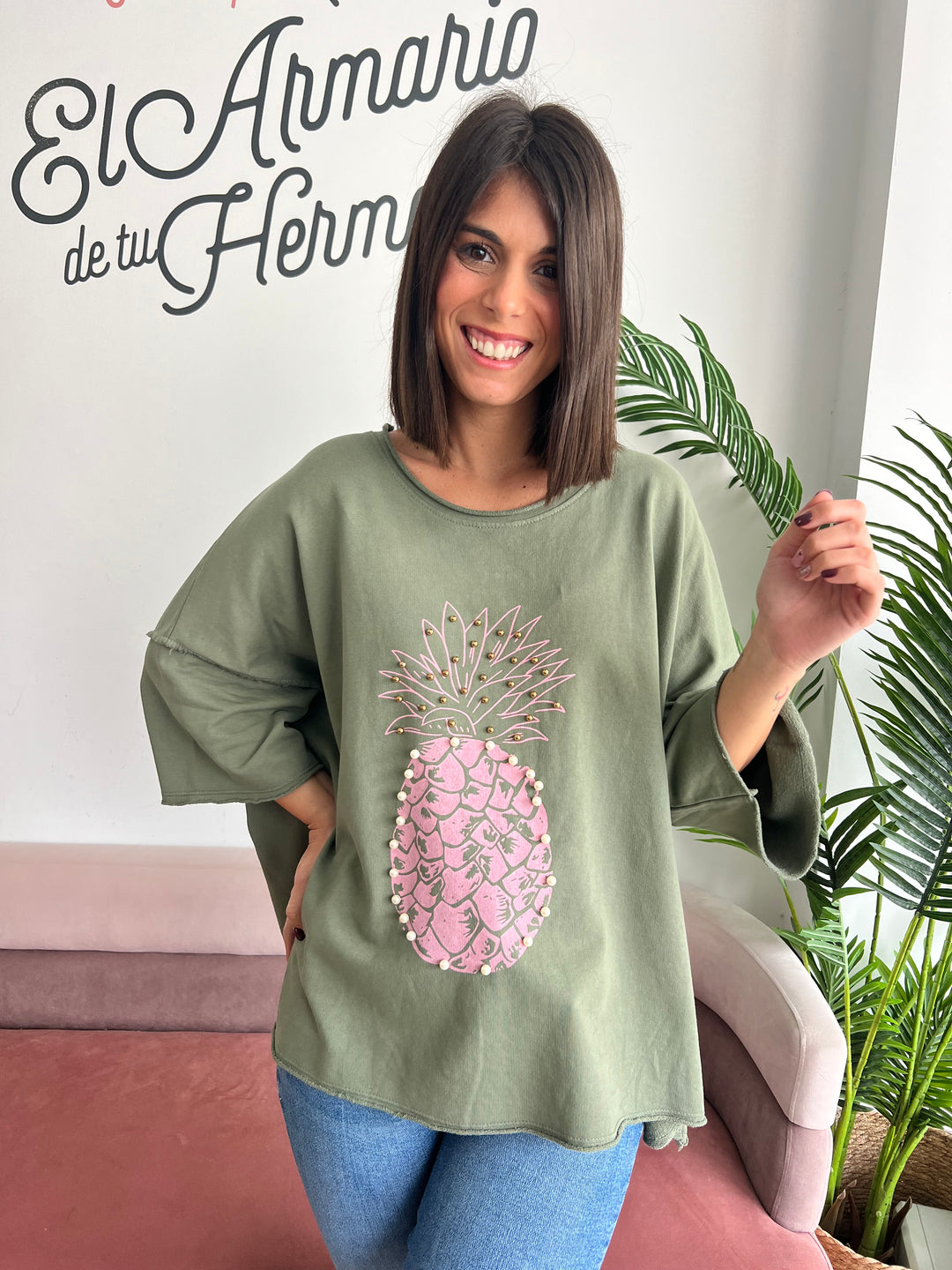 Sudadera Piña verde militar