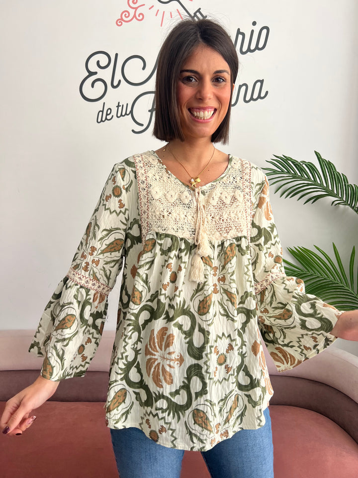Blusa Leonor verde militar