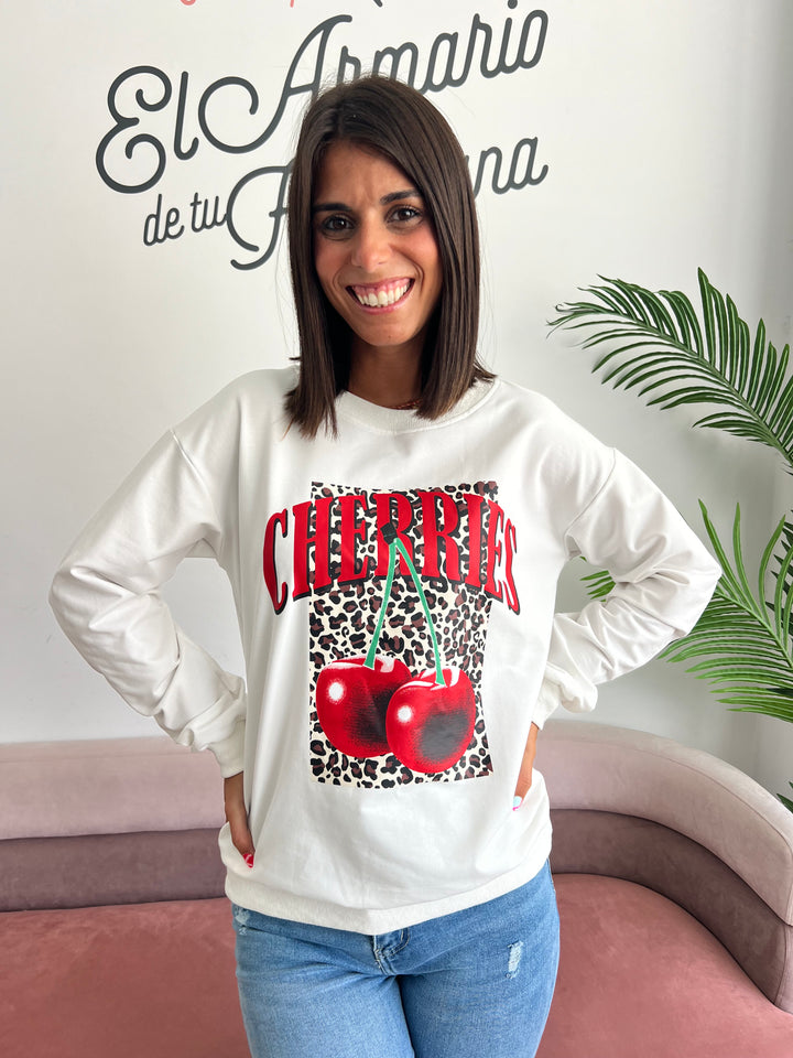 Sudadera Cherries blanco