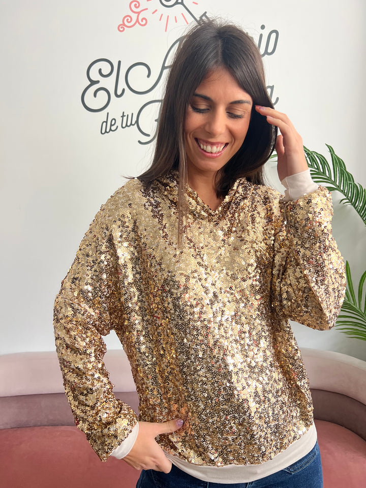 Sudadera Lentejuelas dorado