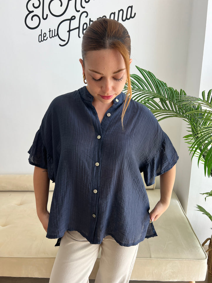 Camisa Sara azul marino