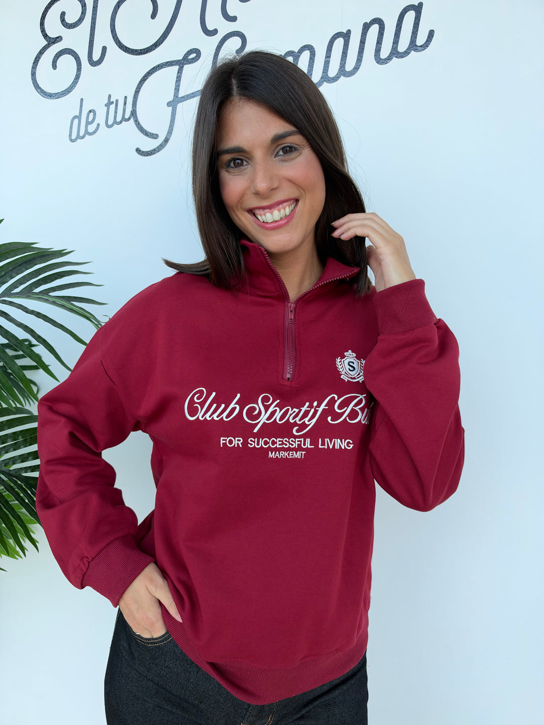 Sudadera Club burdeos