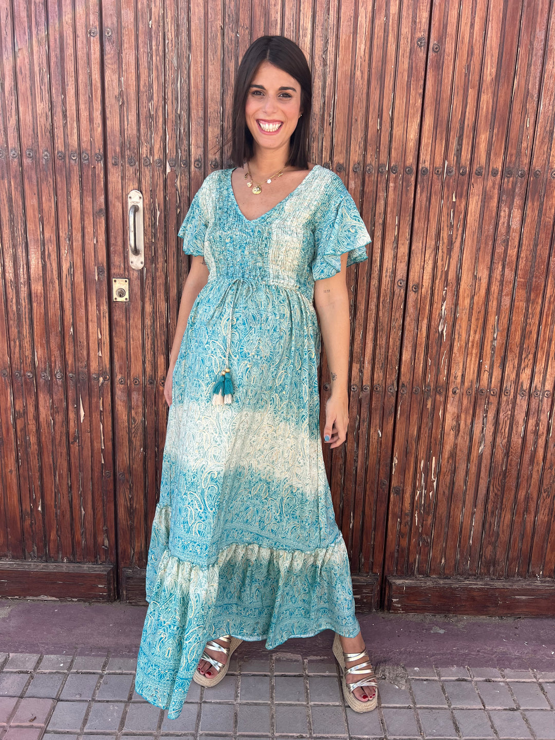 Vestido Mikonos turquesa