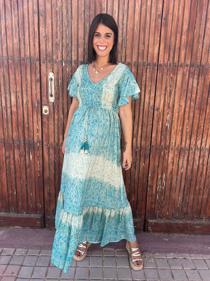 Vestido Mikonos turquesa