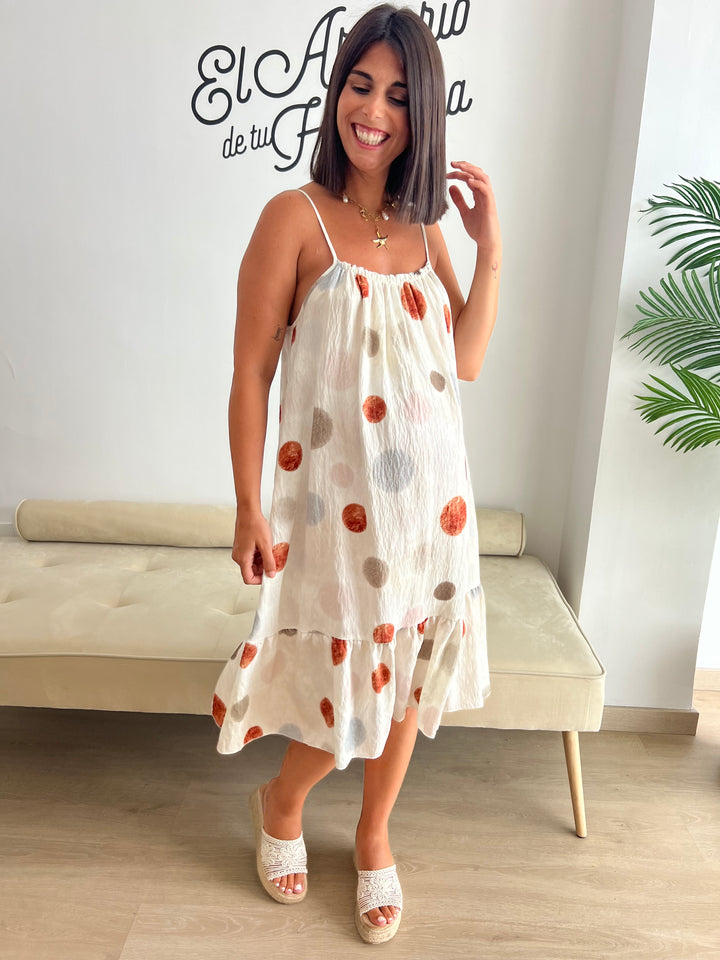 Vestido Damaris lunares teja