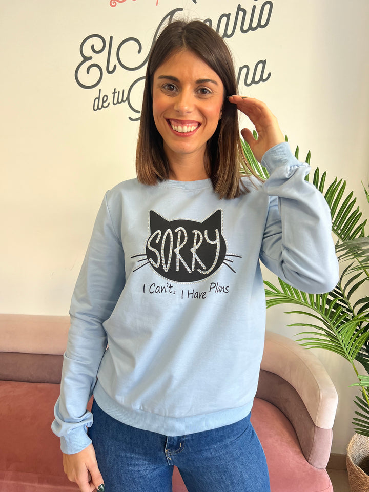 Sudadera Sorry celeste
