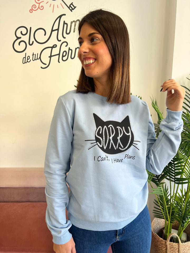 Sudadera Sorry celeste
