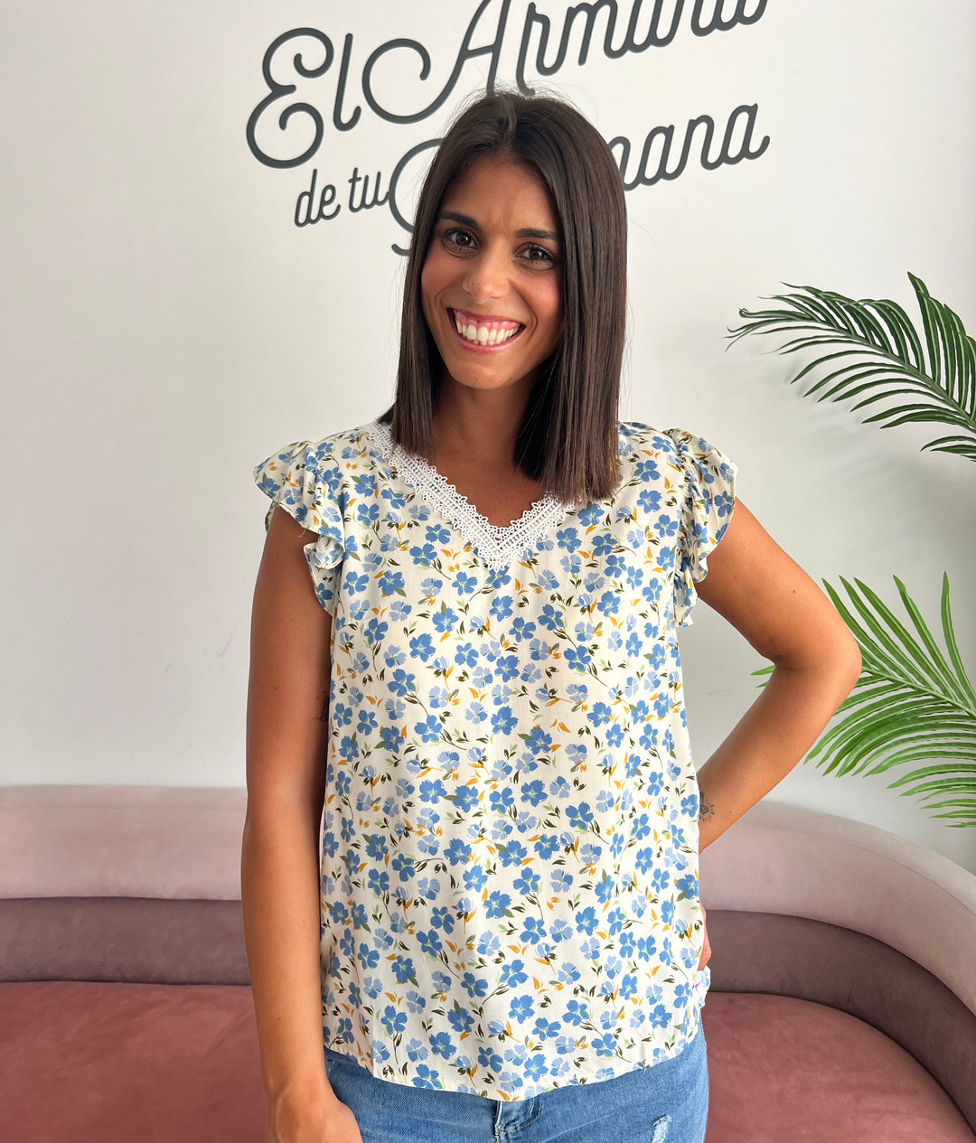 Blusa Flores azul