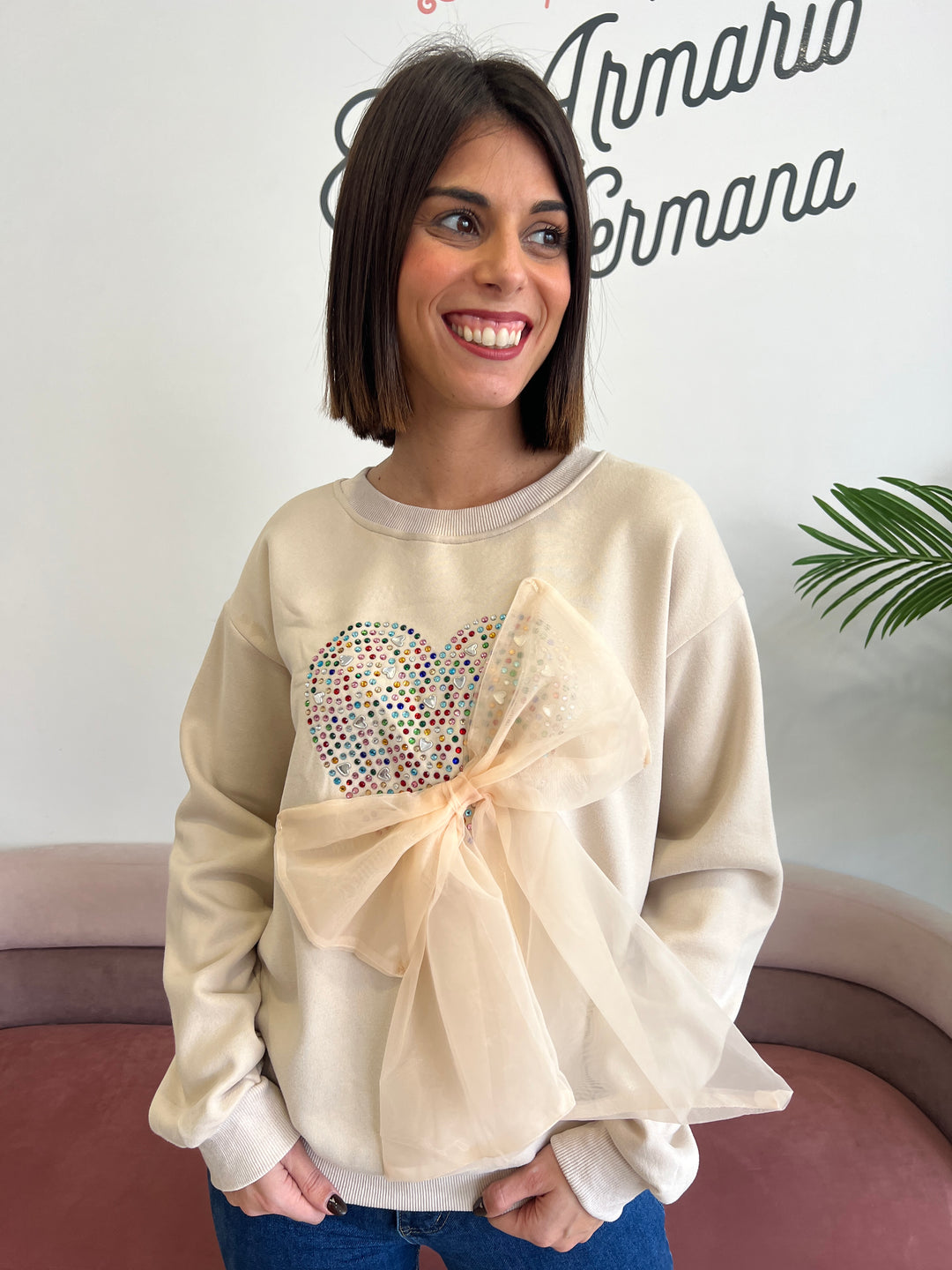 Sudadera Lazo beige