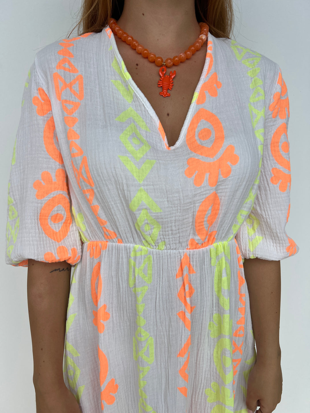 Vestido Kalea amarillo y naranja