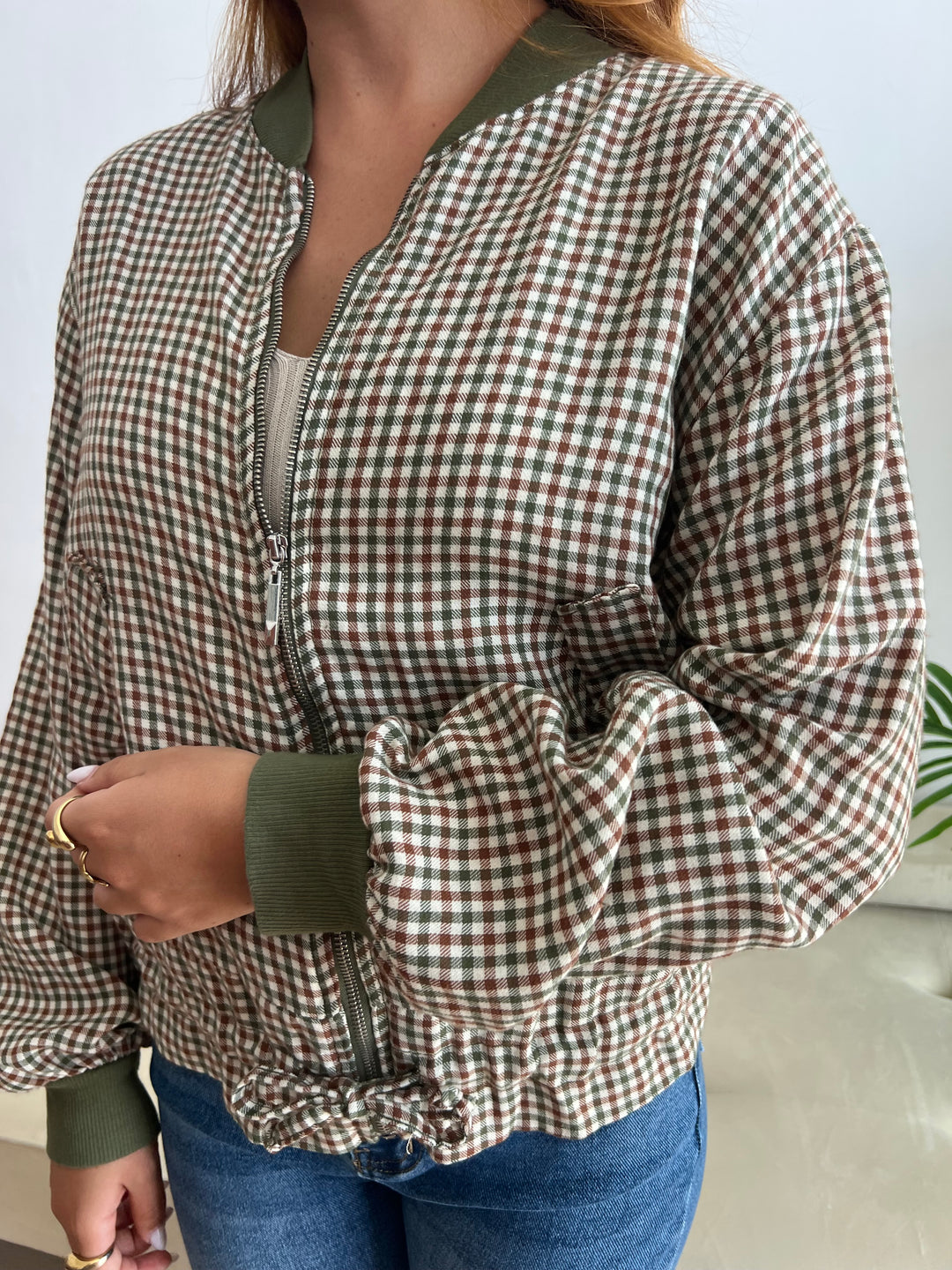 Chaqueta Cuadros verde militar