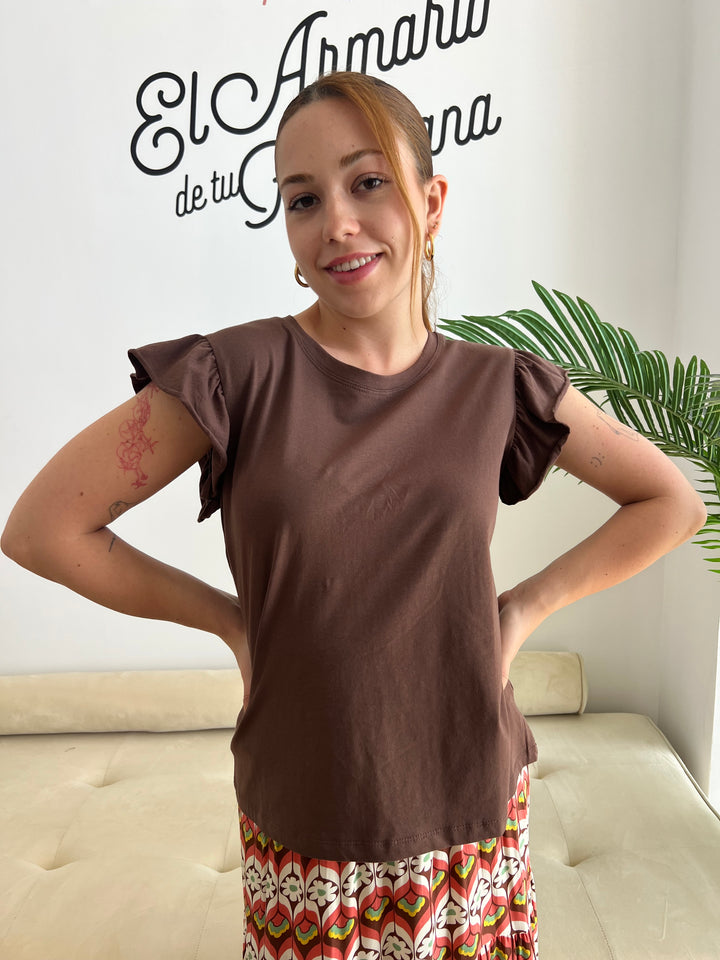 Camiseta Volante marrón
