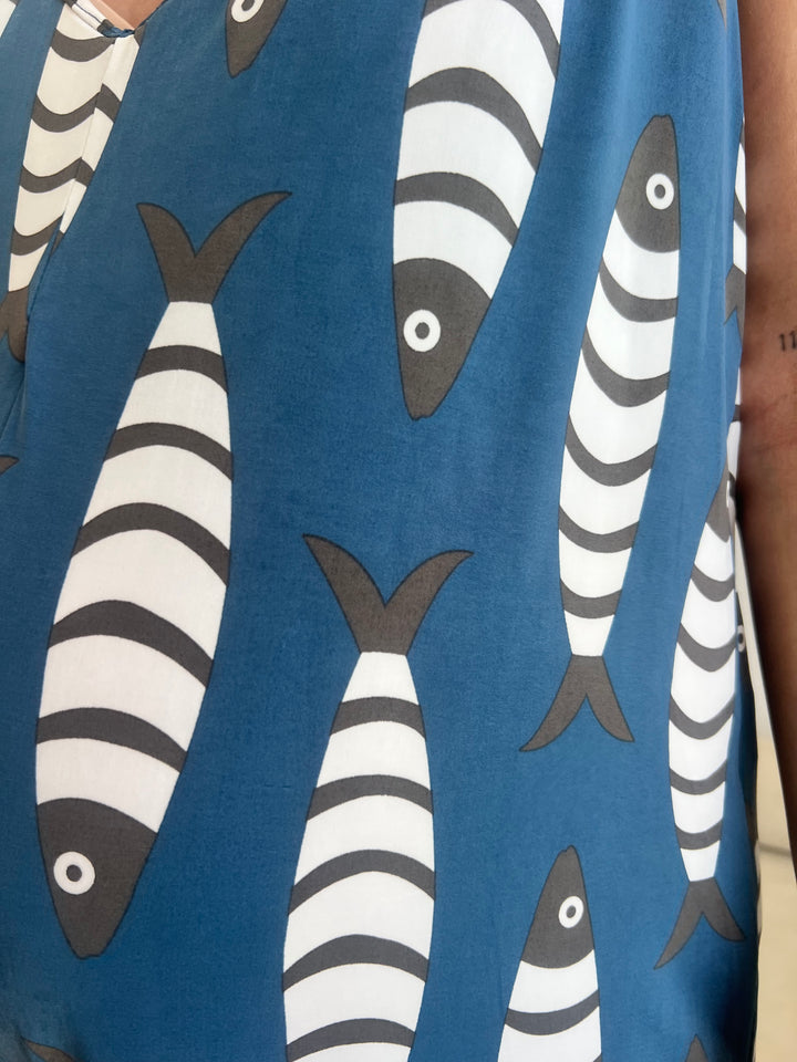 Mono Peces azul marino