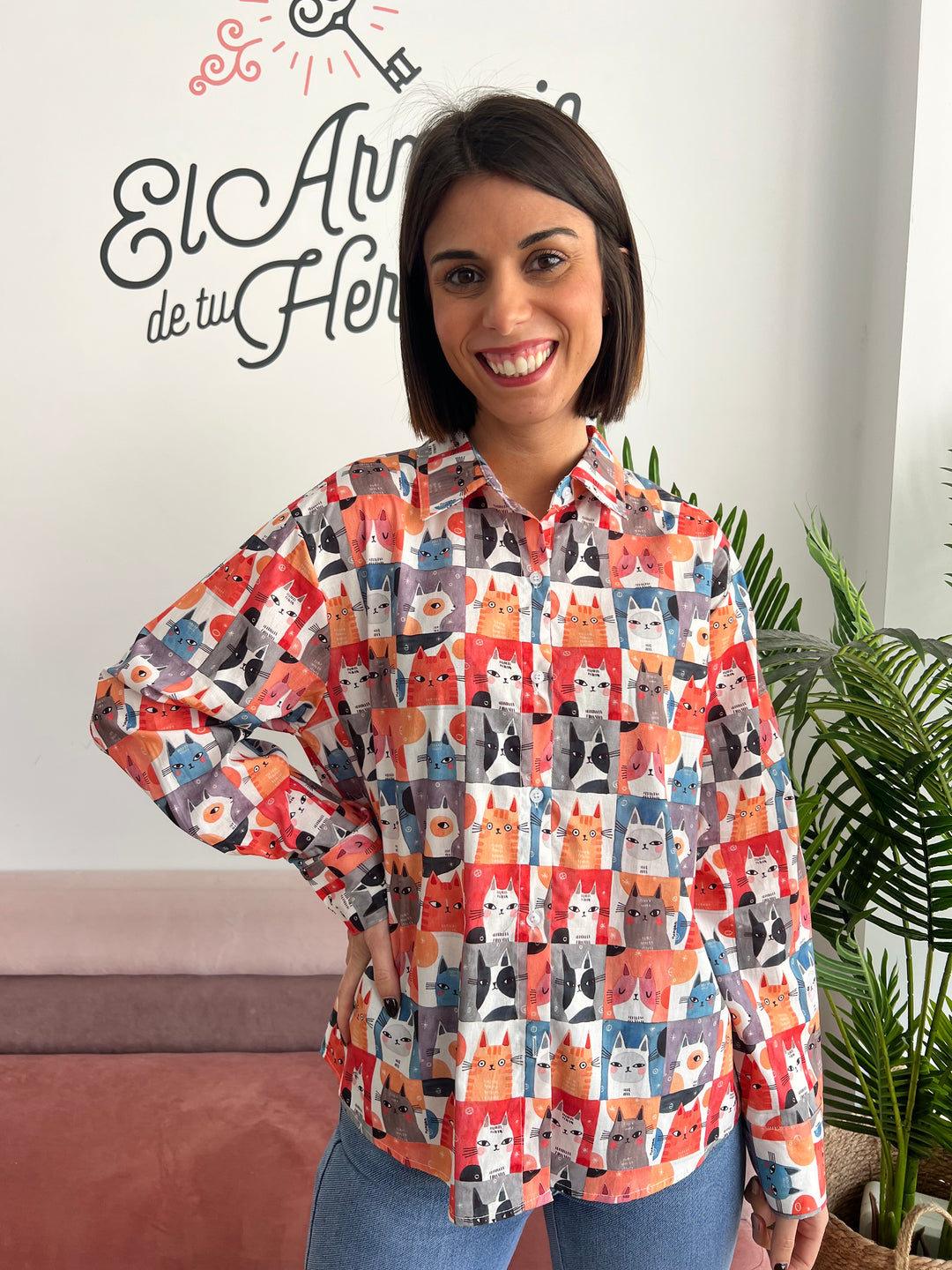 Camisa Gatos Cuadros