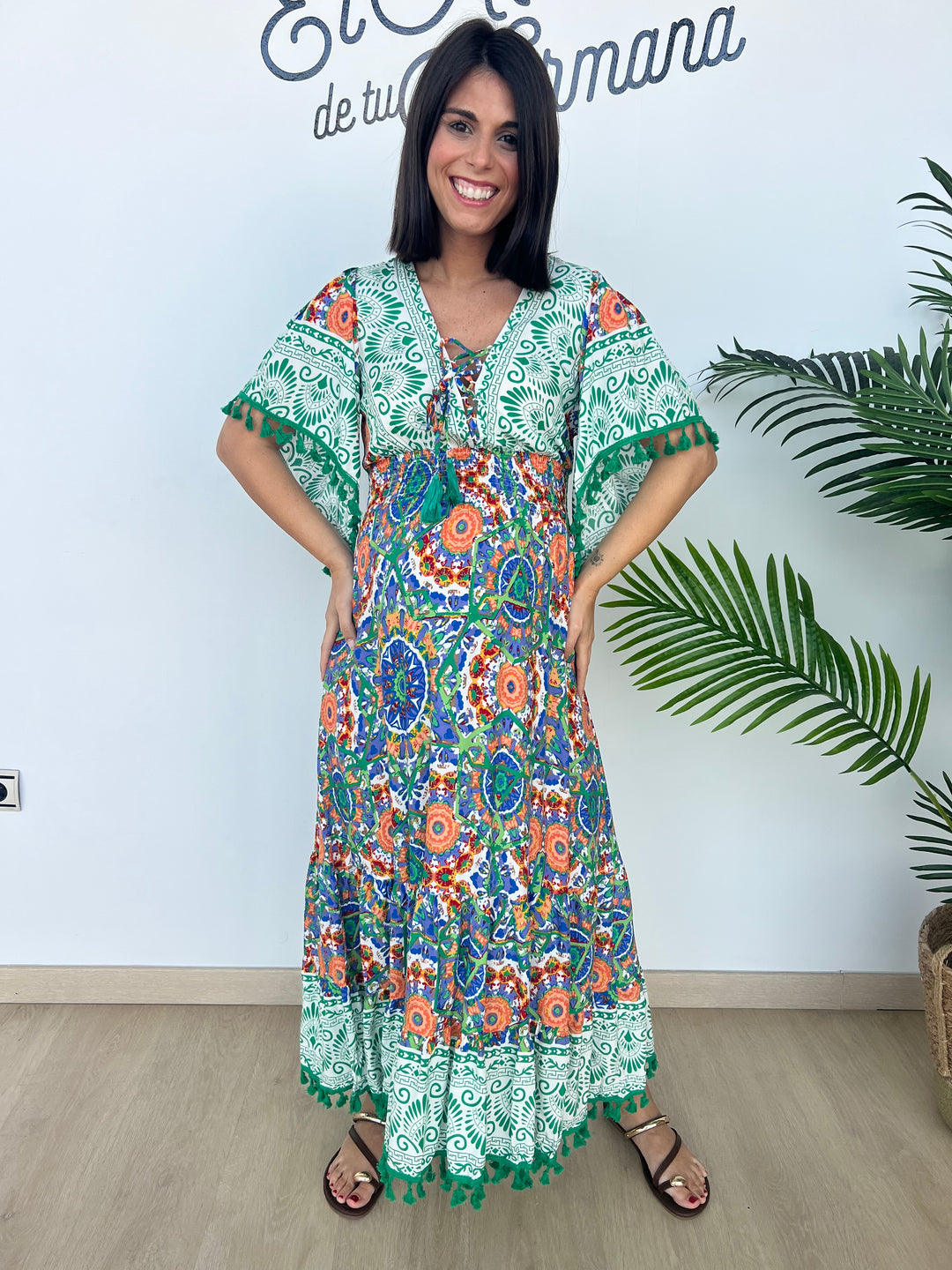 Vestido Davinia azul y verde
