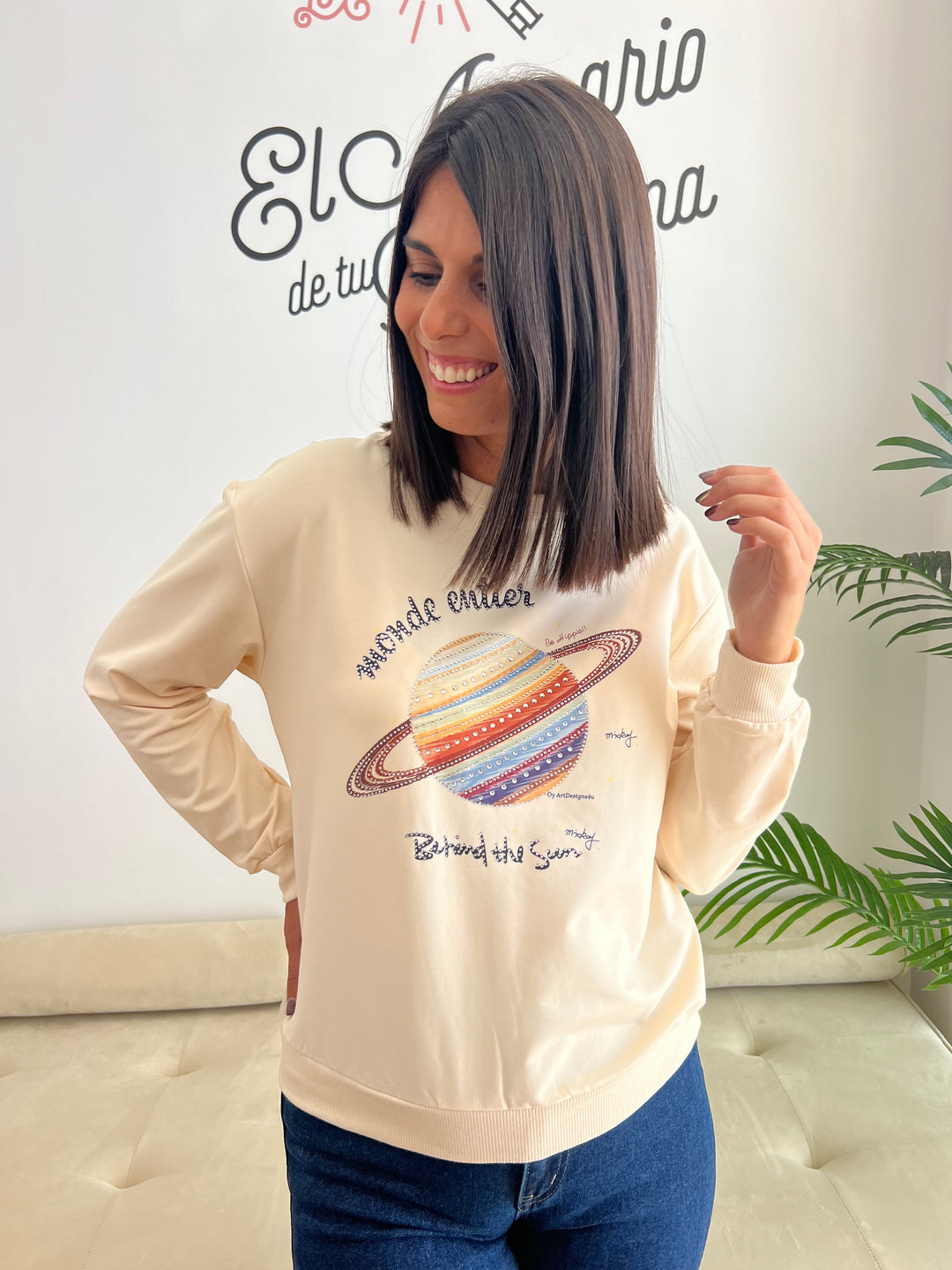 Sudadera Planeta beige