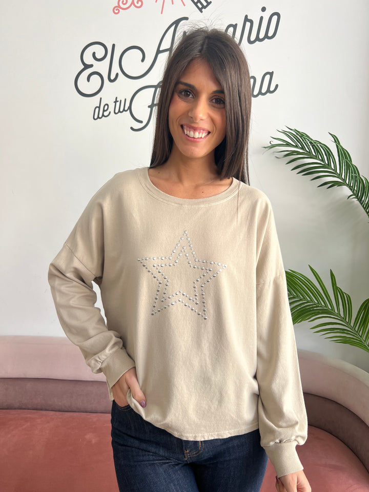 Sudadera Estrella beige