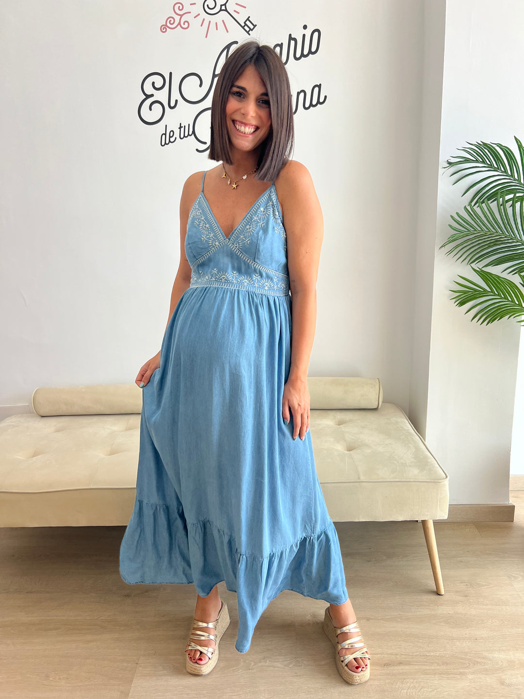 Vestido Adela denim claro