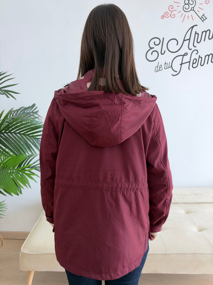 Chaqueta reversible Lunares burdeos