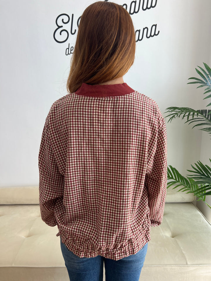 Chaqueta Cuadros teja