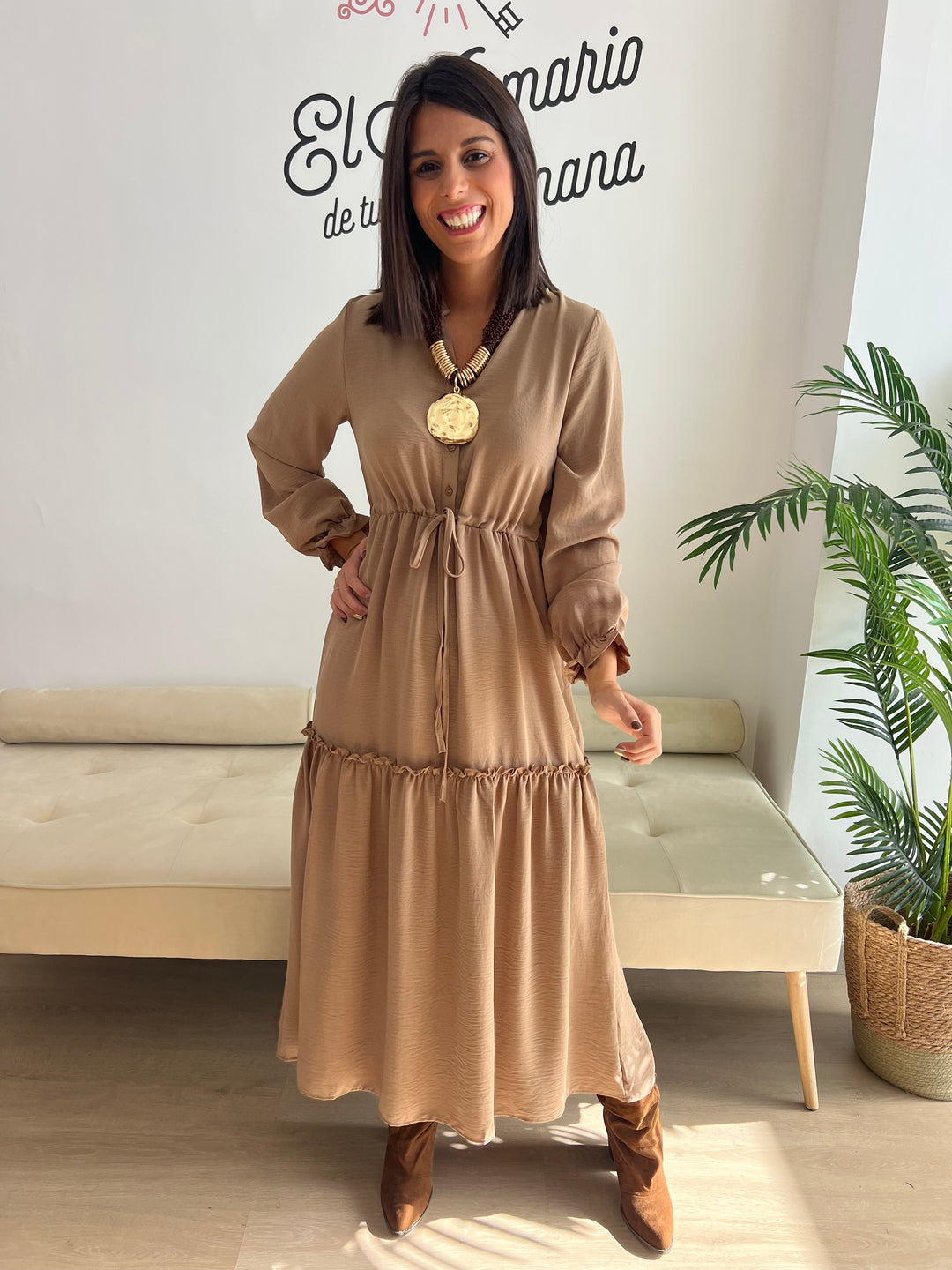 Vestido Hortensia beige
